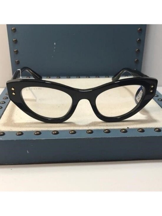 New Authentic Gucci GG1083S 001 Black Cat-Eye Glasses
